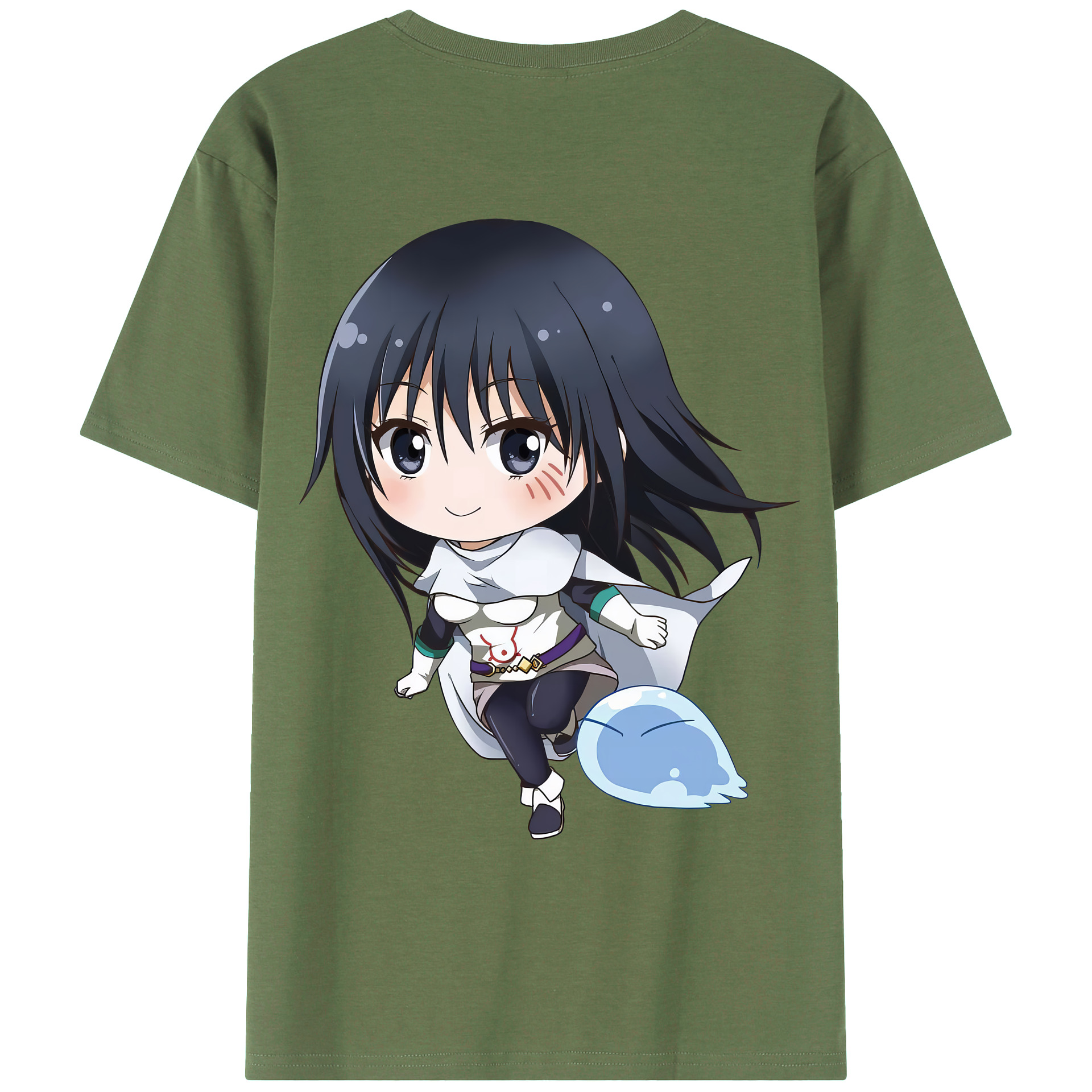 （画像用） 転スラ Regarding Reincarnated to Slime 綿100％ メンズ半袖Tシャツ（バックプリント） 通気性
